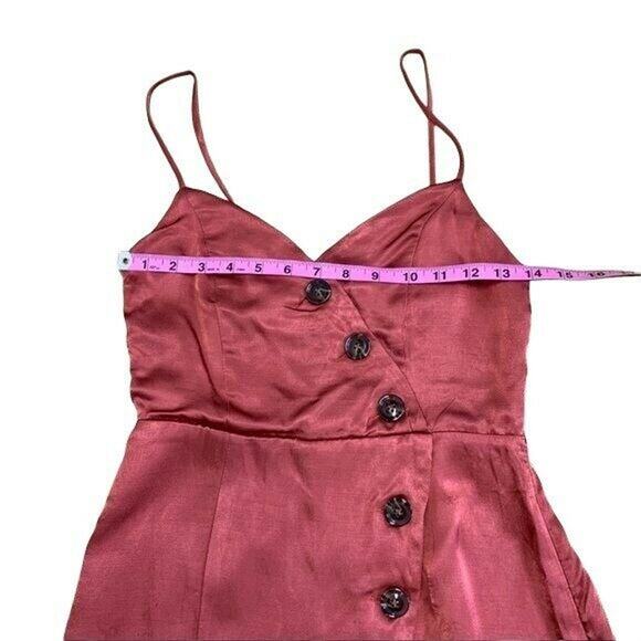 Pacsun LA Hearts copper satin asymmetrical button wrap romper coral jumpsuit XS - Picture 9 of 13